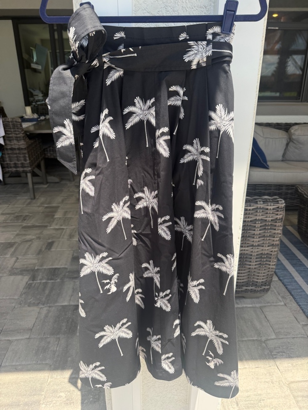 Talbots Black and White Palm-Print Skirt